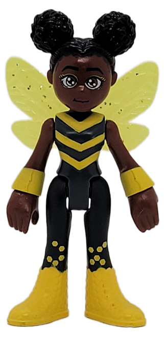 Fisher-Price Imaginext DC Super Friends Bumblebee 3-inch tall action figure for ages 3 & up. Bumblebee is a superheroine appearing in American comic books published by DC Comics and other related media, commonly as a member of the Teen Titans. She first appeared as Karen in December 1976's Teen Titans #45, and adopted the Bumblebee identity three issues later.