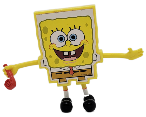 Wendy's Kids' Meal toy of SpongeBob Notepad from the 2002 SpongeBob SquarePants House Party series of toys for kids ages 3& Up. The toys were based on the SpongeBob SquarePants episode "Party Pooper Pants". SpongeBob stands 4-inches tall and features SpongeBob with red party blower. The series contains 5 different items and was available May - June 2002.