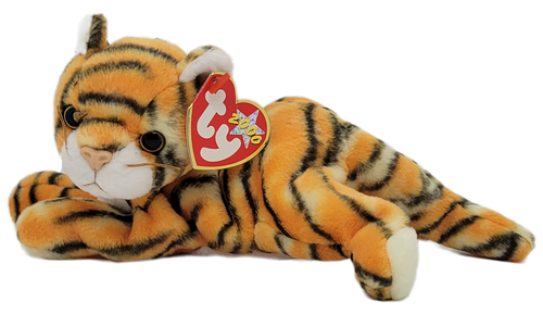 Ty Beanie Baby of India the Tiger from 2000. India is 9-inches long and was born 05/26/00 and retired 06/12/01.