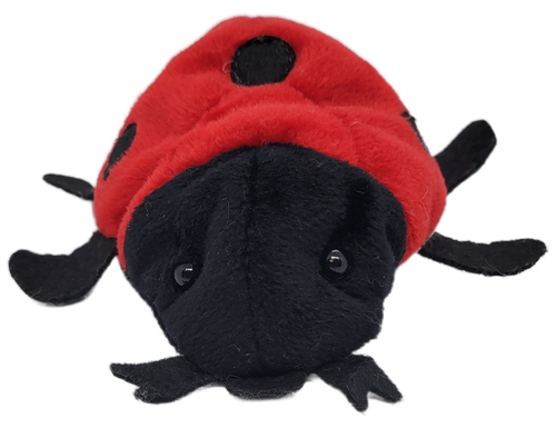 GOFFA International 6-inch long ladybug bean bag plush. The ladybug lays flat with black felt legs.