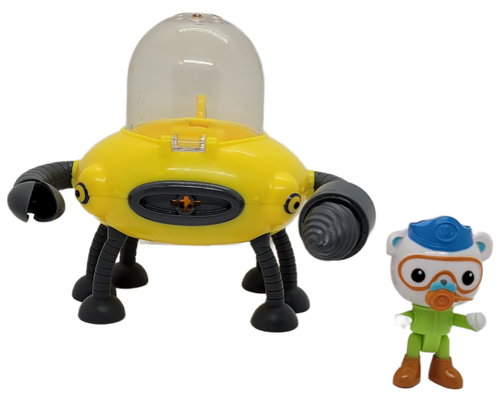 Fisher-Price 2012 The Octonauts mission vehicle Claw Drill GUP-D playset with Captain Barnacles for ages 3 & up. GUP-D’s drill can move and spin for excavation and repair work!; GUP-D’s drill spins & squirts water!; Rescue claw; Also included is Barnacles in his special deep sea suit.