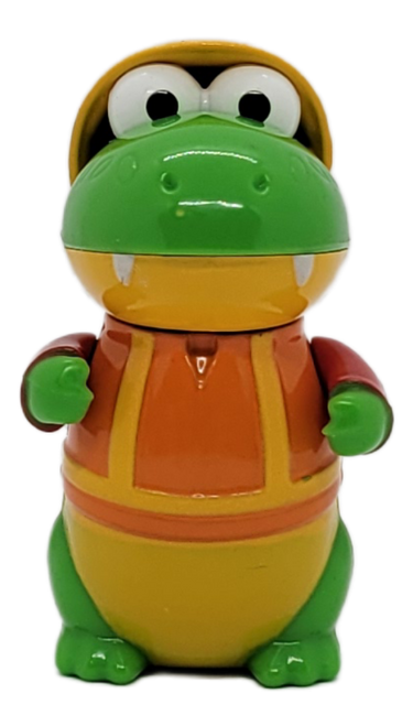 Ryan's World figure of Gus the Gummy Gator from the Recycle truck for ages 3 & up.Gus is green and is wearing a orange vest with yellow stripes and hard hat and red sleeves that stands 2.5-inches tall. Ryan's World is a Youtube channel that reviews toys.