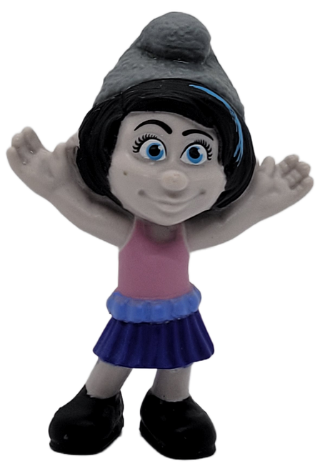 McDonald's Happy Meal Toy of Vexy from the 2013 The Smurfs 2 Movie series of toys. Naughty or nice? The Vexy figure has black hair with a blue streak. Vexy wears purple clothes and black boots. This toy is from the McDonald's Happy Meal Smurfs 2 movie promotion in North America (USA & Canada). There are 16 Smurf Toys in this set and was available August 2 - August 29, 2013.