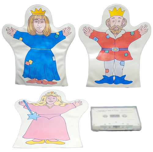 Scott Foresman and Company 1987 The Three Wishes, hand puppets and cassette tape that is part of the Sunshine Days Kindergarten Learning System. The tape is 6 minutes and 5 seconds long and comes with 3 vinyl hand puppets.