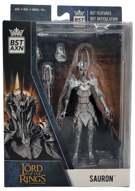 The BST AXN 1/15 scale Sauron Action Figure from The Loyal Subjects is hyper-poseable with up to 31 points of articulation using a modern armature system which brings the figures closer to life! With killer paint details, super character likeness, interchangeable hands, multiple accessories, and great sculpt details, this BST AXN figure comes at a super affordable price. Packaged in a clear window box.