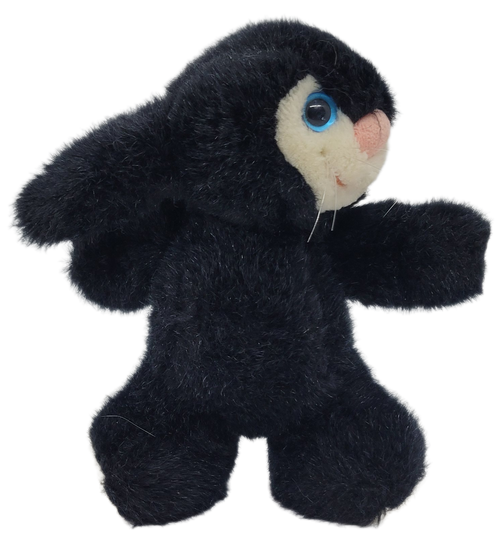 Vintage 1985 Black and White Bunny 7-inch plush by North American Bear Co.. The rabbit was designed by Barbara Isenberg. Founded in the late 1970s by Barbara Isenberg and her brother Paul Levy. Isenberg designed the bears to be cuddly, nostalgic, and appealing to both kids and adults.