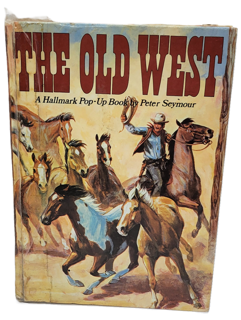 The Old West, A Hallmark Pop-up Book by Peter Seymour. The hardcover book was published in 1970 and designed by Bruce Baker. The interactive book offers pop-up and pull tab activities to educate young readers on the historical era of Cowboys, Indians, stage coaches and gold. This children's book was designed with children in mind and ready for a happy and healthy experience for young people.