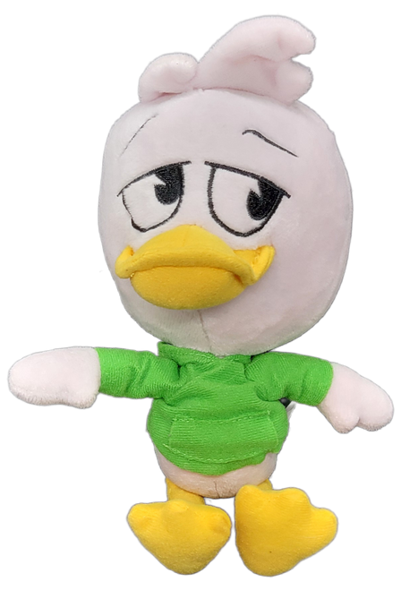 Disney DuckTales Louie 7-inch plush with sound by PhatMojo. Louie Llewellyn ”Louie" Duck is one of the nine protagonists of DuckTales 2017. He is the son of Della Duck and is the youngest of Donald Duck's nephews. Louie is wearing his green shirt.