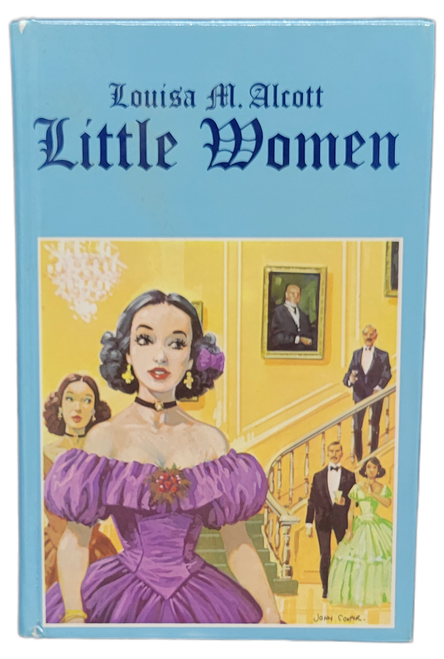 Louisa M. Alcott Little Women hardcover book from the Legendary Series of books published by Modern Promotions in 1982. This specific edition has been noted by readers for its luxurious artistic depiction, which contrast with the March family's modest economic circumstances in the story. The book was illustrated by John Cooper.