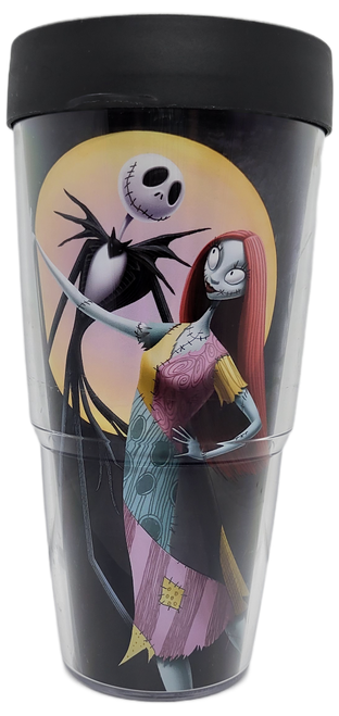Tim Burton's The Nightmare Before Christmas 24-ounce insulated tumbler by Tervis. The dishwasher and microwave safe mug is made from BPA-free material. The mug features Jack Skeleton and Sally on both sides.
