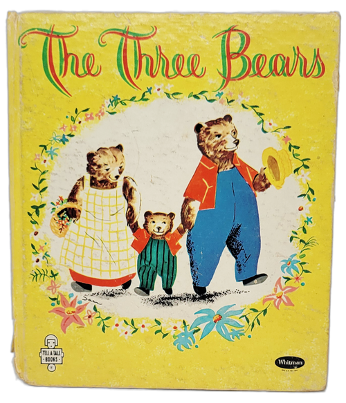 The Three Bears illustrated by Sari was part of the 1960 Tell-A-Tale Books series by Whitman Publishing. Lost in the woods, a tired and hungry girl finds the house of the three bears where she helps herself to food and goes to sleep. The hardcover book was printed in the United States.
