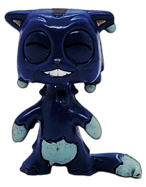 Hasbro 2018 Lost Kitties Series 1 Drizzle, dark blue cat collectible figure with pale teal paws, belly, and tail tip, shown against a white background.
