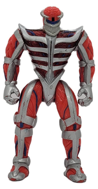 BANDAI 1994 Mighty Morphin Power Rangers Evil Light Lord Zedd 6" Action Figure (Loose), front view of the red and silver armored Lord Zedd action figure with exposed brain, standing against a white background.