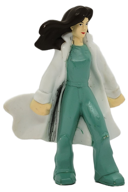 Burger King Kids' Club 2008 Betty Ross figure from the #1 Hulk Out toy. Hulk-Out has full motion lenticular of Bruce Banner changing into the Hulk. Twist Betty Ross to activate the lenticular. Betty is removable from base. Betty Ross is wearing green scrubs with white doctor's jacket. The Incredible Hulk series of toys contains 6 different toys based on the Incredible Hulk movie and was available June 9 - July 6, 2008.