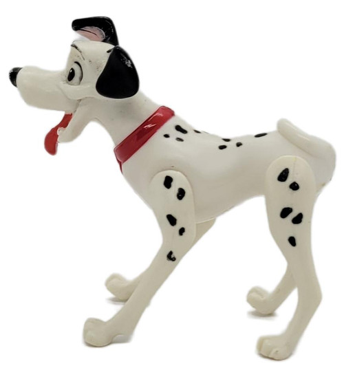 Disney 101 Dalmatians Pongo Toy Figure, white spotted Dalmatian dog figure with a red collar shown standing against a white background.