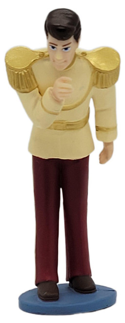 Disney Cinderella Prince Charming 3.5" PVC Figure, standing figure in a cream uniform with gold epaulettes, burgundy trousers, and a blue display base