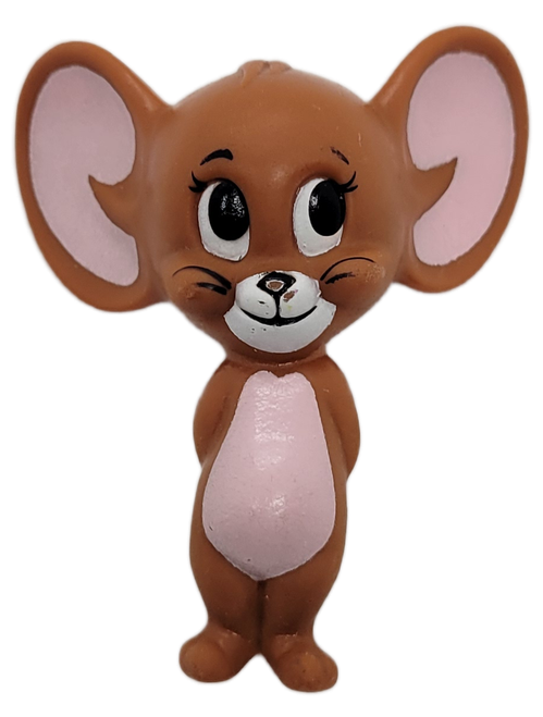 Vintage 1965 Jerry 3-inch tall plastic figure from the Mattel Tom and Jerry Hand Puppet toy. Jerry would have been attached to Tom's hand at the back of his head. Tom and Jerry is an American animated media franchise and series of comedy short films created in 1940 by William Hanna and Joseph Barbera. Best known for its 161 theatrical short films produced by Metro-Goldwyn-Mayer, the series centers on the rivalry between a cat named Tom and a mouse named Jerry.