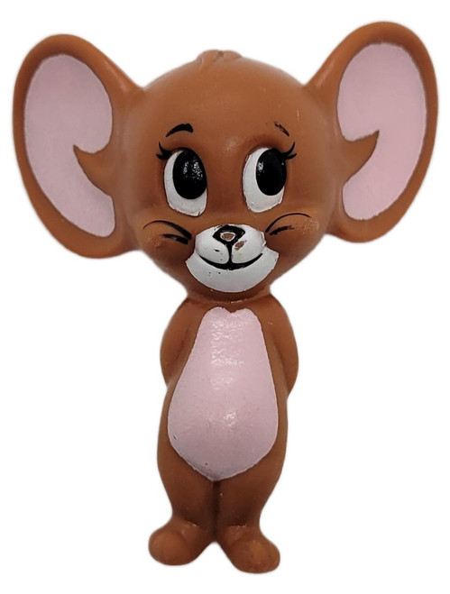 Mattel 1965 Tom and Jerry Hand Puppet Replacement Jerry Plastic Figure, vintage brown Jerry mouse figure with oversized pink ears and belly, standing upright against a white background.