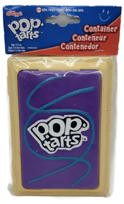 EVRIHOLDER Kellogg's Pop-Tarts Container - Frosted Wild Berry, packaged rectangular beige plastic container with a purple front, blue frosting-style design, and white Pop-Tarts logo.