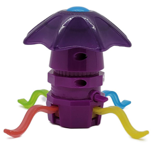 McDonald's Happy Meal Toy 2001 Tiger Action Toys #8 Aquaroid Jellyfish (Loose), purple jellyfish-shaped toy with a blue top and colorful tentacles, photographed against a white background.