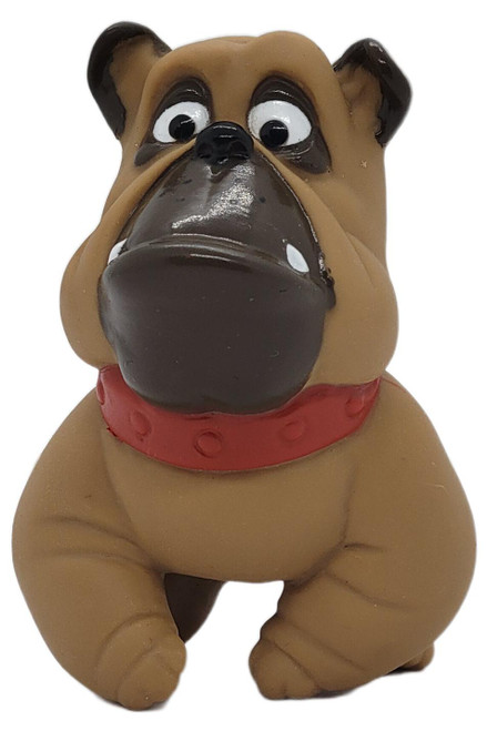 McDonald's Happy Meal Toy 1988 Oliver & Company Set 2 Francis (Loose), close-up of the brown bulldog toy with a large dark muzzle, red collar, and white eyes against a plain white background.