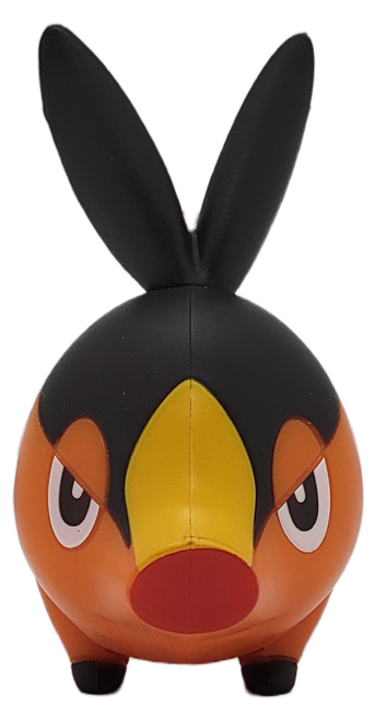 McDonald's Happy Meal Toy #5 Tepig from the 2011 Pokémon Black and White series of toys for ages 3+. Tepig is orange and brown with light up tail.