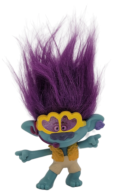 McDonald's Happy Meal toy of #3 Party Branch from the 2020 Trolls World Tour series for ages 3+. Party Branch was 1 of the 10 different characters offered in the series. The series was available April 24th to June 21st of 2020.