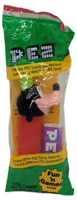 Vintage Disney Classic Goofy D PEZ dispenser with pink face and green hat in original packaging
