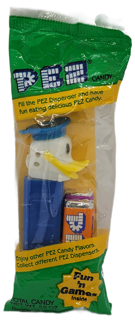 Vintage Disney Donald Duck C PEZ dispenser with blue stem and sailor cap in original packaging