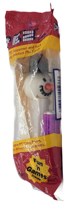PEZ Vintage PEZ Christmas Snowman Version C White Head Dispenser Sealed Slovenia, sealed vintage PEZ package showing a white snowman dispenser with a black hat and orange carrot nose.