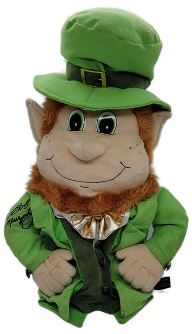 Winning Edge Designs Bob Murphy Leprechaun Plush Golf Club Driver Headcover, plush leprechaun golf club cover with a bright green top hat, matching jacket, brown beard, and smiling face