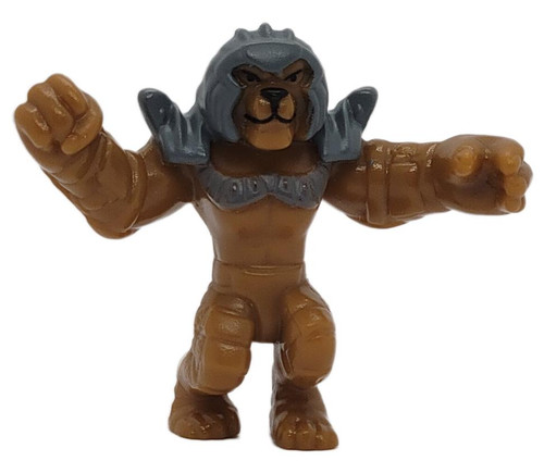 2010 McDonald’s Hot Wheels Battle Force 5 Captain Kalus 1.75" Figure Only, small brown character figure wearing gray armor and helmet with arms outstretched against a white background.