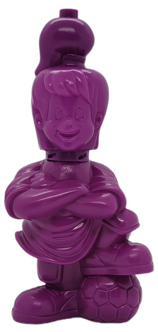 1995 Burger King Kids Club Boomer purple cooler front view with soccer ball