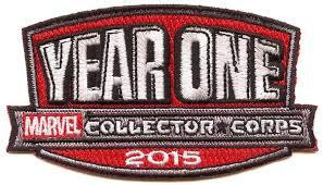 Funko Marvel Collector Corps Year One Patch, embroidered patch featuring Marvel logo and Year One text from 2015