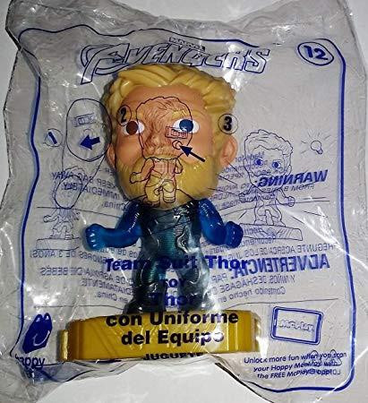 Marvel McDonald's Happy Meal Marvel Avengers Team Suit Thor Toy Figure, plastic action figure of Thor in Avengers team suit from McDonald's Happy Meal.