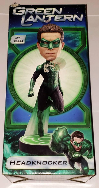 DC Comics NECA Green Lantern Ryan Reynolds Headknocker, collectible toy with a head featuring Ryan Reynolds as Green Lantern and a body in a dynamic flying pose, 8 inches tall.