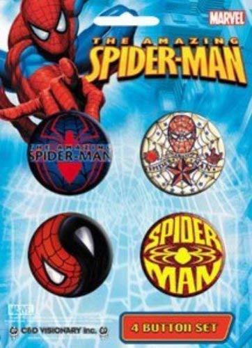 Marvel's The Amazing Spider-Man 4 Button Set, set of four Spider-Man themed buttons featuring Spider-Man artwork and logo.