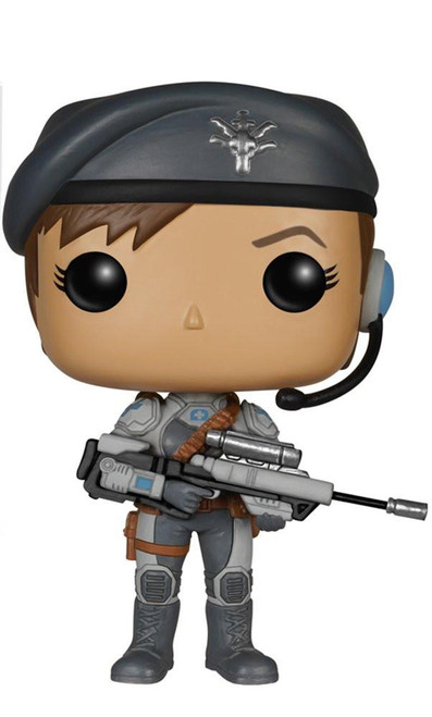 Funko POP Games: Evolve Val Action Figure, collectible toy inspired by the video game Evolve, featuring a character wearing a gray uniform and a headset with a sniper rifle.