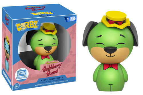 Funko Dorbz Green Huckleberry Hound Funko Shop Exclusive, vinyl collectible figure of Huckleberry Hound with a cheerful expression wearing a red bowtie and a yellow hat.