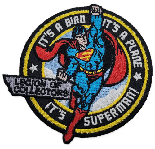 Funko DC Comics Legion of Collectors Superman Patch, embroidered patch featuring Superman in action with a slogan and colorful design.