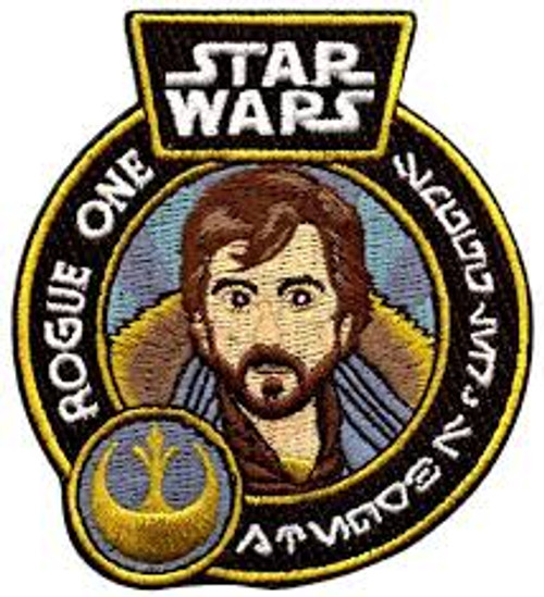Funko Star Wars Smugglers Bounty Rogue One Captain Cassian exclusive patch. The patch features Captain Cassian from the shoulders up encircled by a black ring with Rogue One on it.