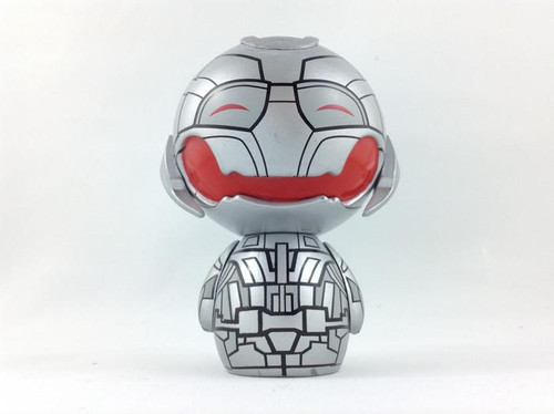Marvel Funko Dorbz Marvel Collector Corps Exclusive Ultron Toy Figure, collectible robot figure with a silver metallic finish and detailed black linework, featuring a smiling face with red accents.