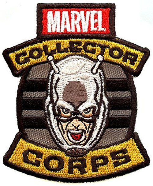 Funko Marvel Collector Corps patch of ant-man that features ant-mans head on black and grey background. The patch is 2.5 inches wide and 3 inches long. The top has Marvel Collector above ant-man's head and Corps below it. 