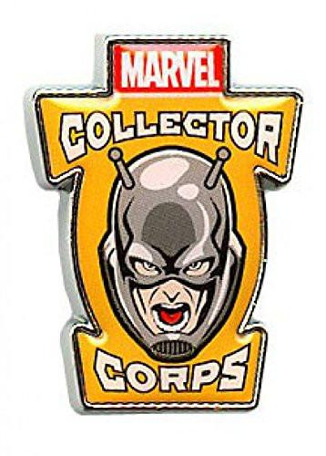 Marvel Funko Pin - Marvel Collector Corps Ant-Man Pin, a collectible pin featuring Ant-Man with a detailed face design on a yellow and black shield-shaped background with Marvel Collector Corps logo.