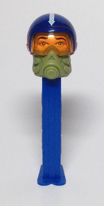 PEZ - Emergency Heroes Jet Pilot Dispenser, toy figure with helmet and face mask on blue stand