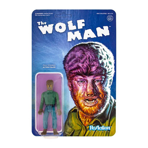 Universal Monsters Super7 The Wolf Man 3.75" ReAction Figure, action figure in packaging featuring The Wolf Man with a detailed face and clothing.