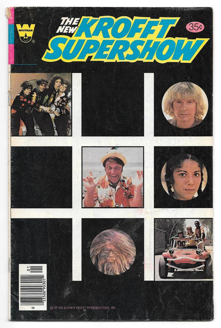 Whitman Comics Krofft Supershow #6 Comic Book, front cover featuring images of characters from the show with a colorful logo and comic book price, vintage style.