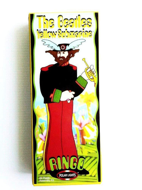 Polar Lights -The Beatles Yellow Submarine Ringo Starr Model Kit, colorful packaging featuring Ringo Starr in animated style with a yellow submarine background.