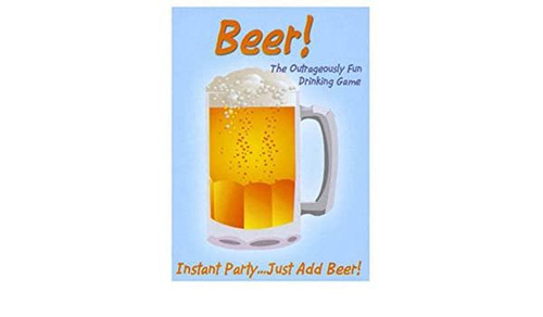Khepergames Beer! The Outrageously Fun Drinking Game, box with colorful illustration of a beer mug filled with beer and foam, promotional text for instant party fun.