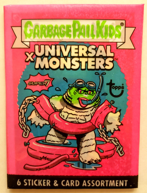 2019 Super7 Garbage Pail Kids x Universal Monsters Trading Cards Pink Wax Pack (Green Head)